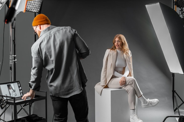 Photography student learning camera techniques